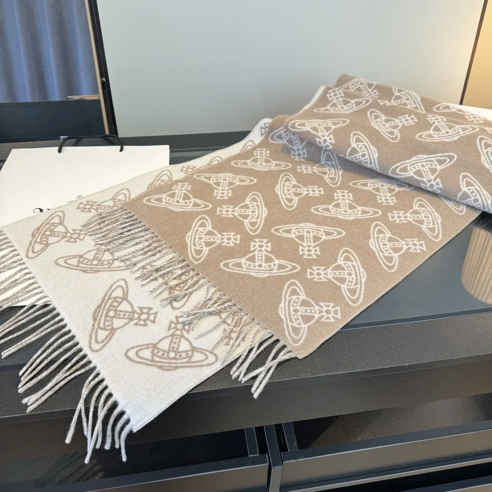 Vivienne Westwood khaki-colored logo-patterned scarf
